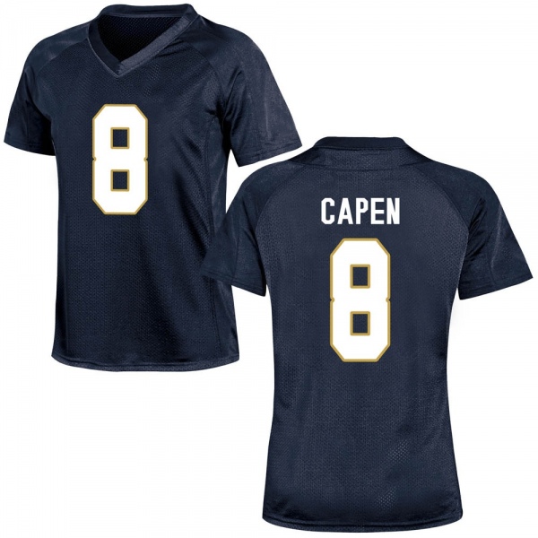 Cole Capen Notre Dame Fighting Irish NCAA Women's #8 Navy Blue Game College Stitched Football Jersey UNX7155LX